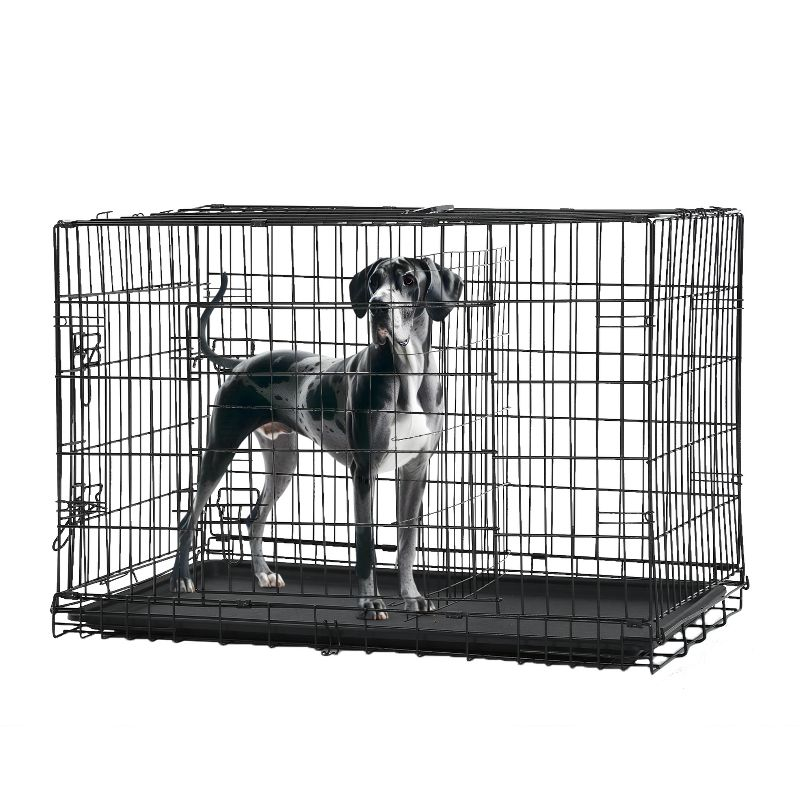 BestMassage 42 Inch Dog Crate Dog Cage Dog Kennel with Double Door Removable Tray & Handle Indoor Outdoor Pet Crate, Black