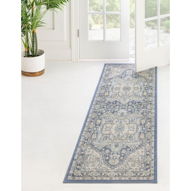 Unique Loom Whitney Collection Area Rug - Milano (2' 7" x 12' Runner French Blue/Ivory)