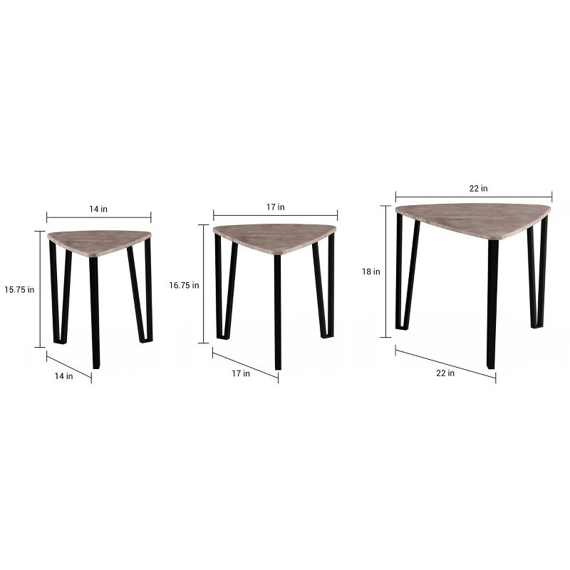 Nesting Tables Modern Wood Grain Brown - Yorkshire Home: Chic Set of 3, Space-Saving Design