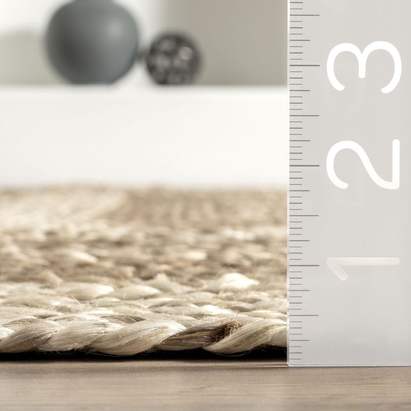 nuLOOM Charlene Braided Border Jute Area Rug, Oval 3' x 5', Natural