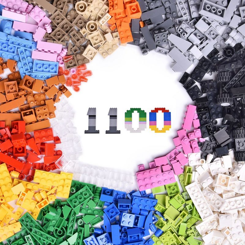 Fun Little Toys 1100 Pcs Building Bricks, 17 Colors & 147 Mixed Shapes, Compatible with Major Brands STEM Toy Set for Kids 3-12