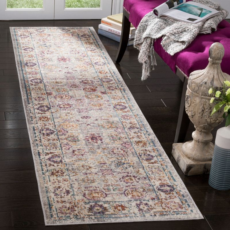 Illusion ILL710 Power Loomed Runner Rug - Light Grey/Cream - 2'3"x8' - Safavieh