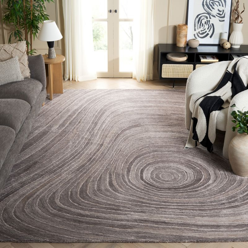 Abstract ABT153 Handmade Tufted Area Rug - Grey/Ivory - 8' X 10' - Safavieh