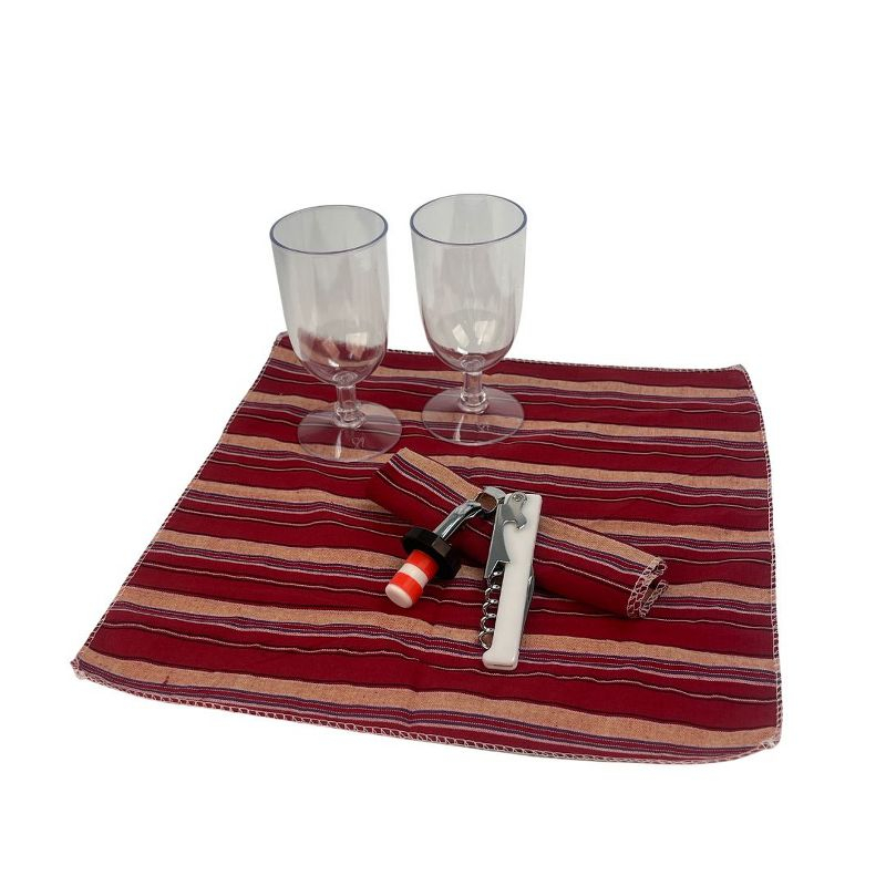Lexi Home 7-Piece Grey Red Insulated Bottle Carrier Picnic Tote Set