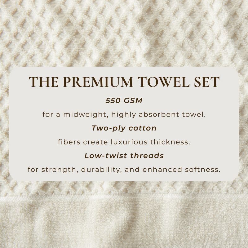 Cotton Quick-Dry Textured Towels - Great Bay Home (4 Pack Bath Towels, Ivory)