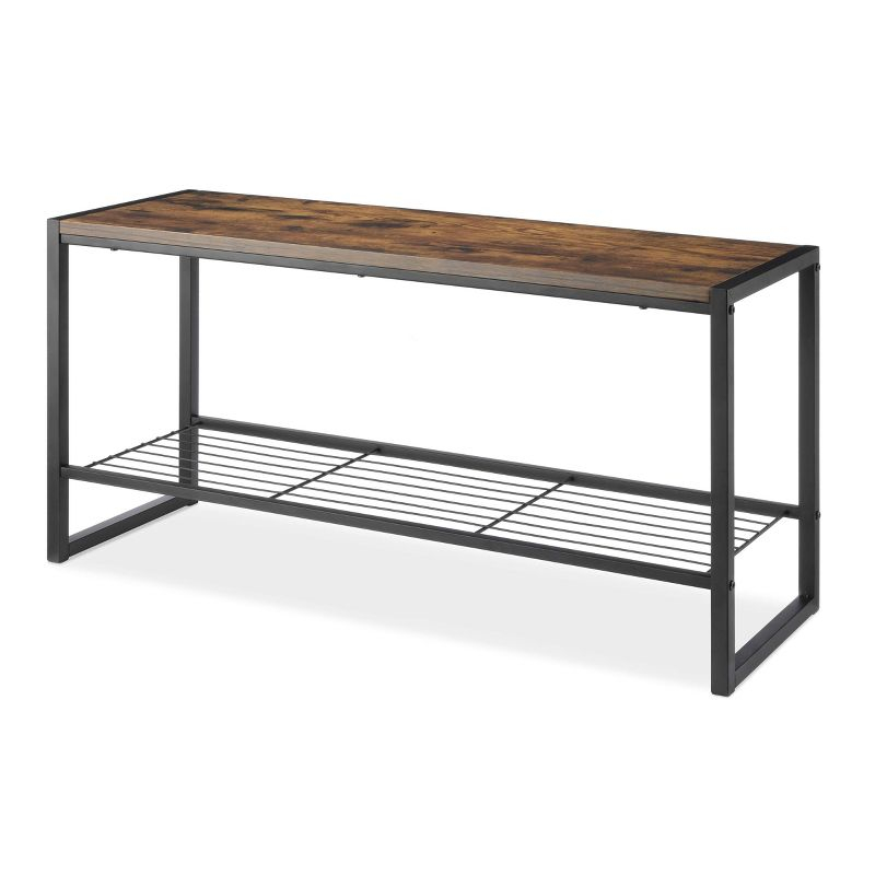 Whitmor Modern Industrial Entry Bench Black: Steel Frame Garment Rack & Closet Storage, No Tools Assembly, 25" Width