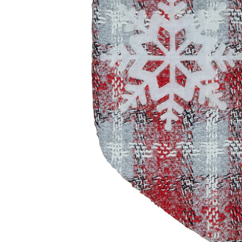 Northlight 18-Inch Red and White Plaid Faux Fur Christmas Stocking with Snowflake