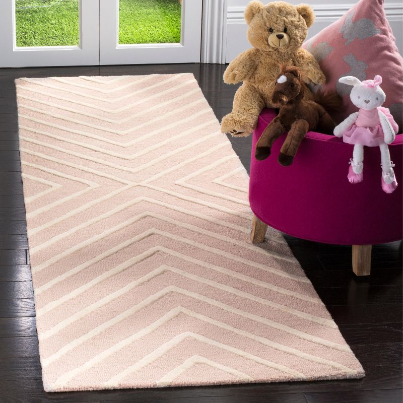 Safavieh Kids Pattern SFK920 Hand Tufted Indoor Runner Rug - Pink/Ivory - 2'6"x8' - Safavieh