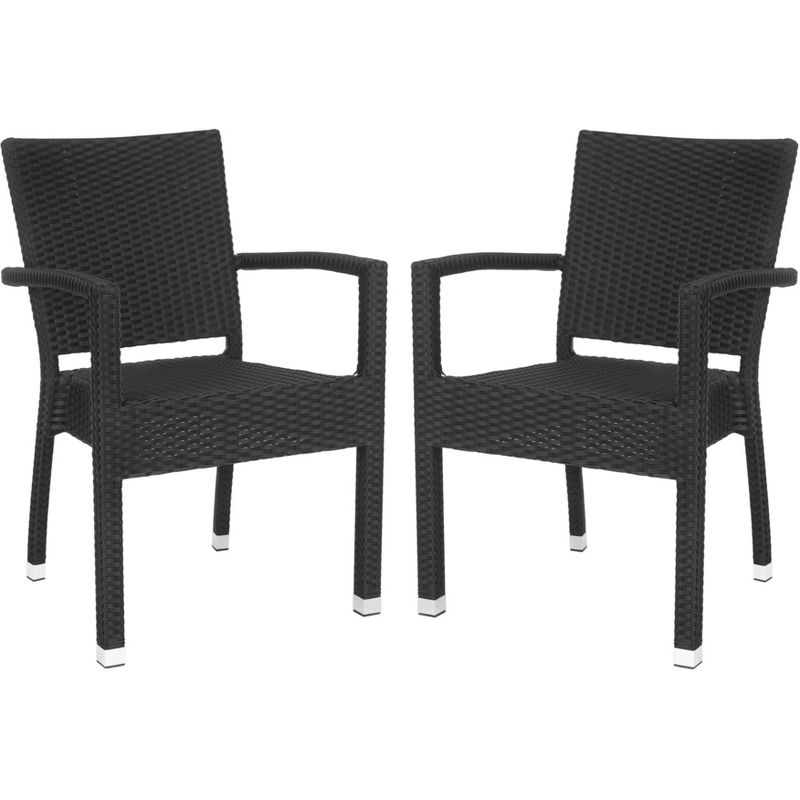 Kelda Stackable Arm Chair Indoor/Outdoor (Set Of 2) - PAT4004 - Black - Safavieh