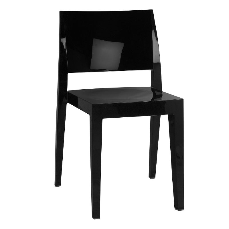 WRGHOME Palermo Modern Outdoor/Indoor Plastic Resin Stacking Patio Dining Chairs  (Set of 2) - BLACK