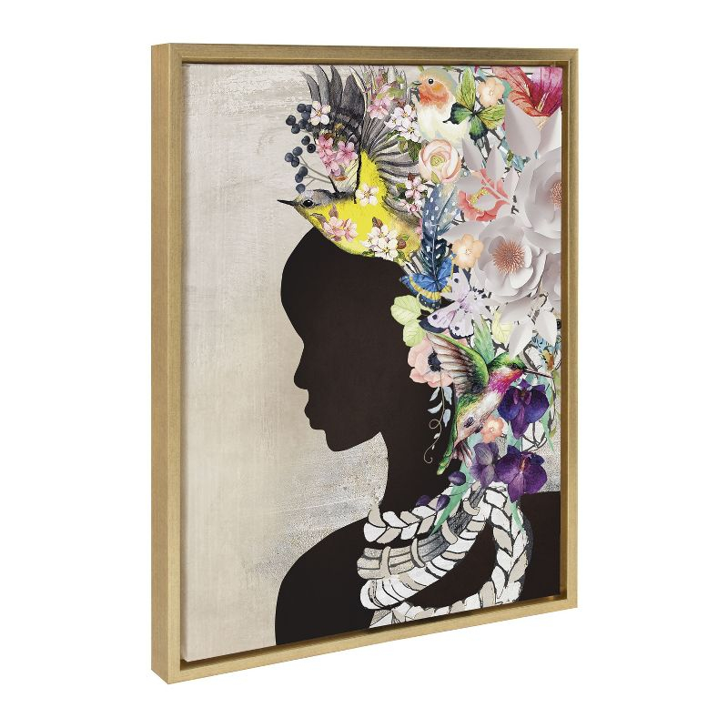 Kate and Laurel Sylvie Natural Woman Framed Canvas by Nikki Chu, 18x24, Bright Gold