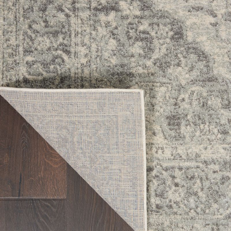 Nourison Tranquil Vintage Persian Center Medallion Area Rug Ivory Grey 4' x 6'