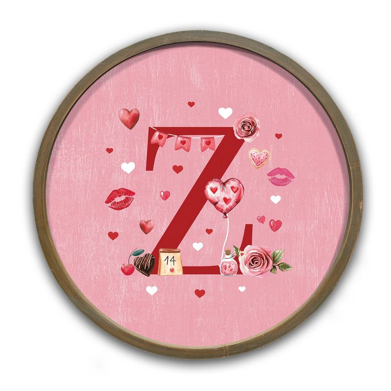 Creative Products Valentine Things Monogram - Z 20 x 20 Round Brown Framed Print