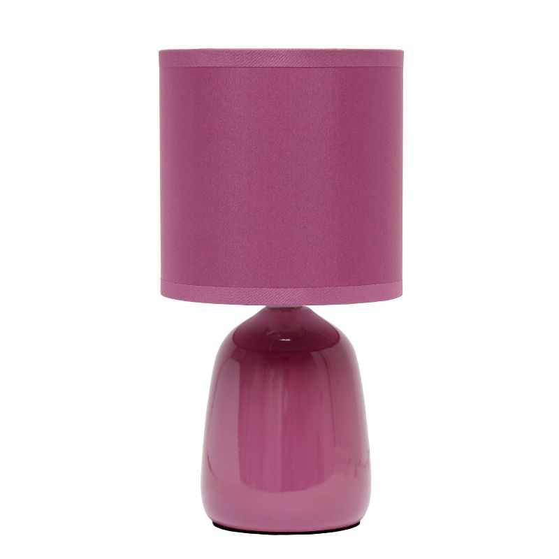 10.04" Traditional Ceramic Thimble Base Bedside Table Desk Lamp with Matching Fabric Shade Mauve - Simple Designs