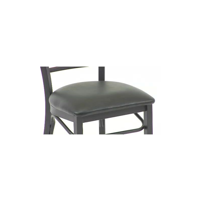 Flash Furniture HERCULES Series Black Three-Slat Ladder Back Metal Restaurant Chair - Cherry Wood Seat