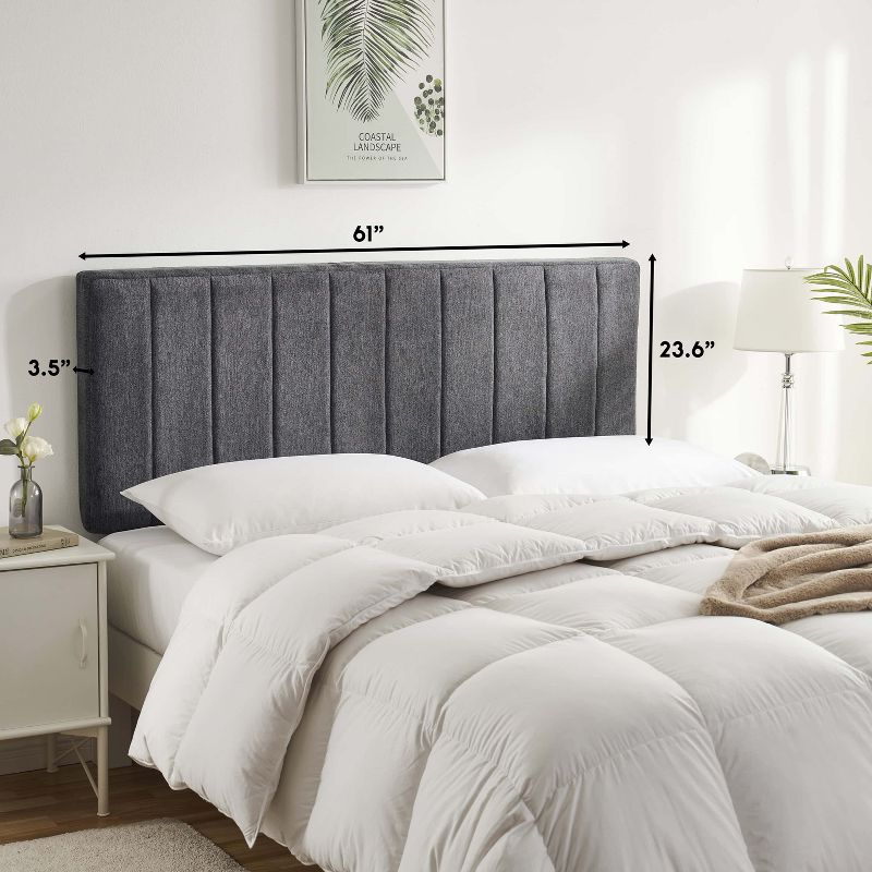 Upholstered Queen Headboard - Easy Assemble Wall Mounted Headboard with 3D Soundproof Wall Panels for Queen Size Bed - Gray