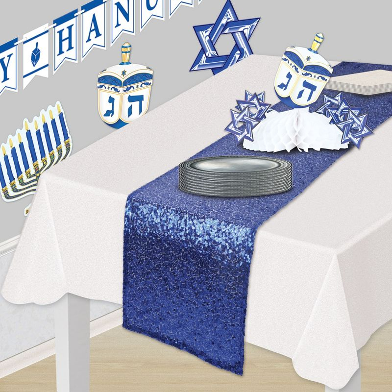 Beistle Sequined Table Runner, 11.25" x 6' 3", (1/Pkg) Blue