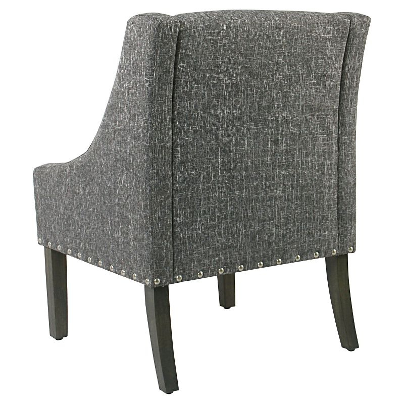 Modern Swoop Accent Chair with Nailhead Trim Slate Gray - HomePop: Upholstered, Dark Walnut Wood Legs, 250lb Capacity