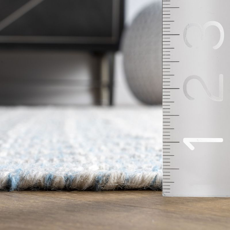 Nuloom Wylie Geometric 3x5 Wool Accent Indoor Area Rug for Living Room Bedroom Dining Room Entryway Kitchen, Baby Blue/Ivory
