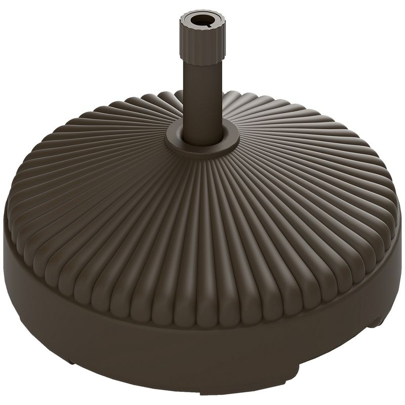Outsunny Round Patio Umbrella Base Holder Outdoor Umbrella Stand, Filled Up to 62lbs with Stand or 51lbs with Water for Garden Poolside, Brown