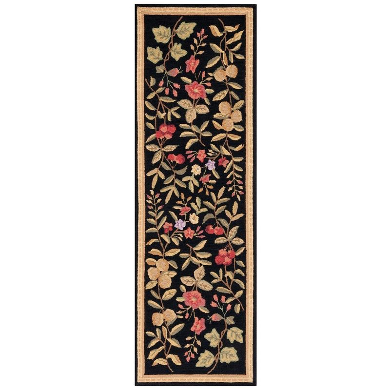 Chelsea HK210 Hand Hooked Runner Rug - Black - 2'6"x12' - Safavieh.