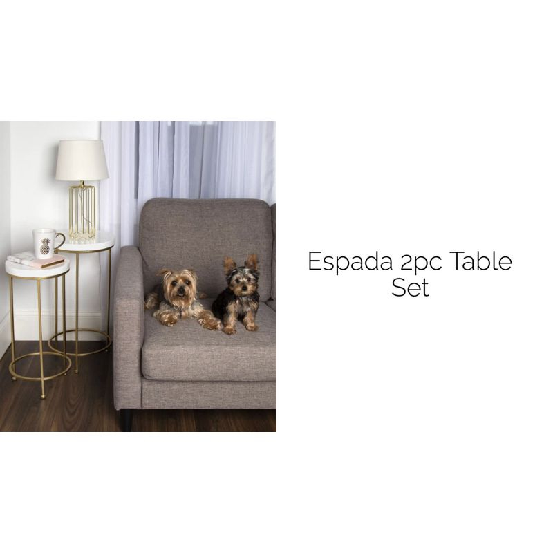 Kate and Laurel Espada Round Metal Nesting Table, 2 Piece, Rustic Brown and Black