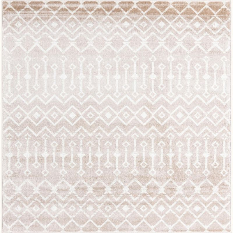 Unique Loom 6' 1 x 6' 1 Square Moroccan Trellis Beige Area Rug