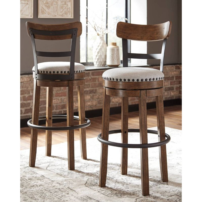 Tall Valebeck Upholstered Swivel Barstool Brown - Signature Design by Ashley: Kitchen Counter Height, Rustic Style