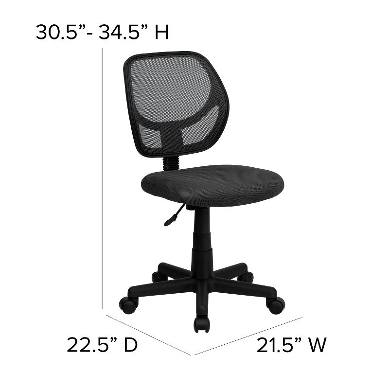 Flash Furniture Low Back Gray Mesh Swivel Task Office Chair with Curved Square Back
