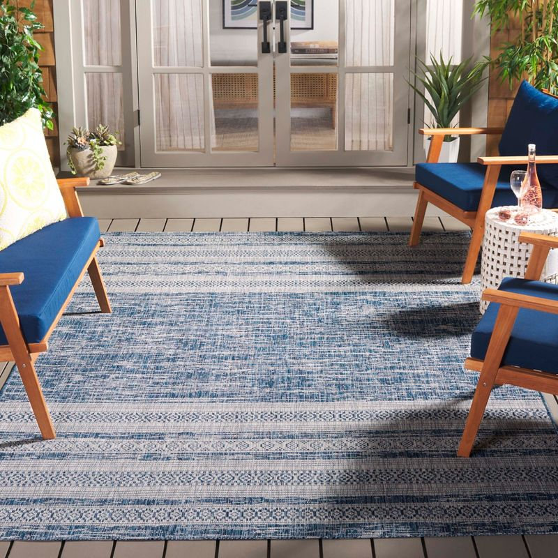 Courtyard CY8061 Power Loomed Indoor and Outdoor Area Rug - Navy/Grey - 4'x5'7" - Safavieh