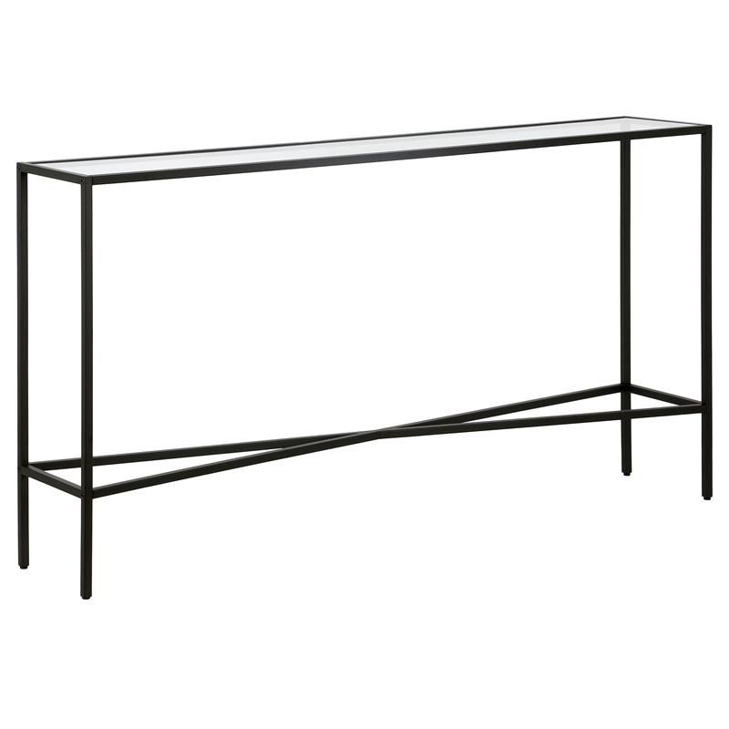 55" Black Bronze Console Table with Glass Tabletop - Henn&Hart
