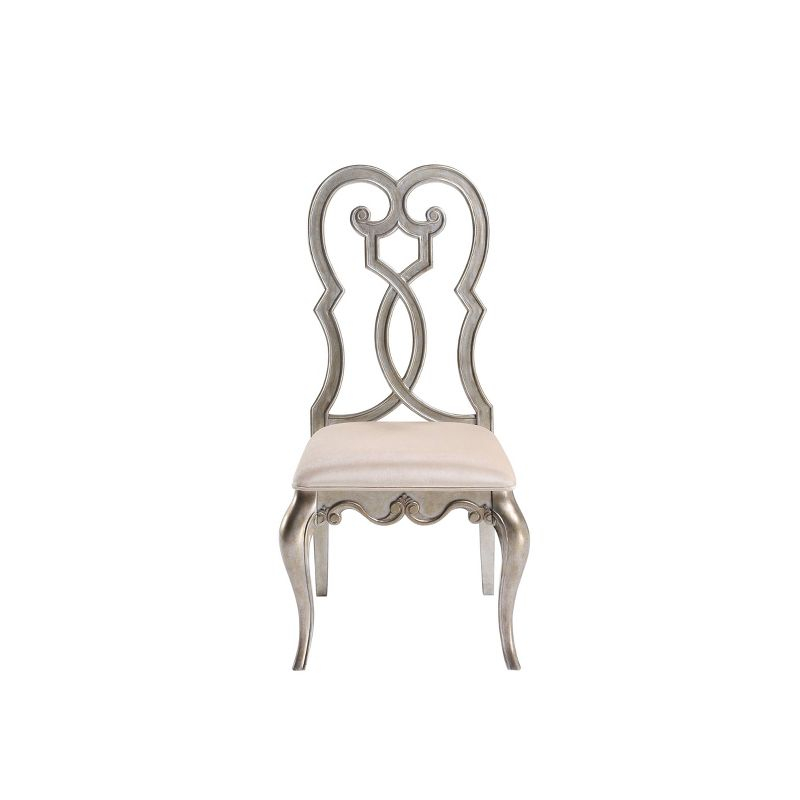 Set of 2 23" Esteban Dining Chairs Ivory Velvet/Antique Champagne Finish - Acme Furniture