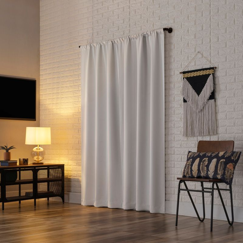 40"x63" Sun Zero Blackout Bergen Rod Pocket Curtain Panel White: Energy Efficient, Noise Reduction, Thermal Insulated