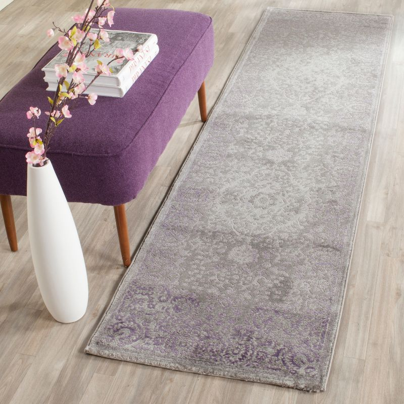 Passion PAS402 Power Loomed Runner Rug - Grey/Lavender - 2'2"x10' - Safavieh.