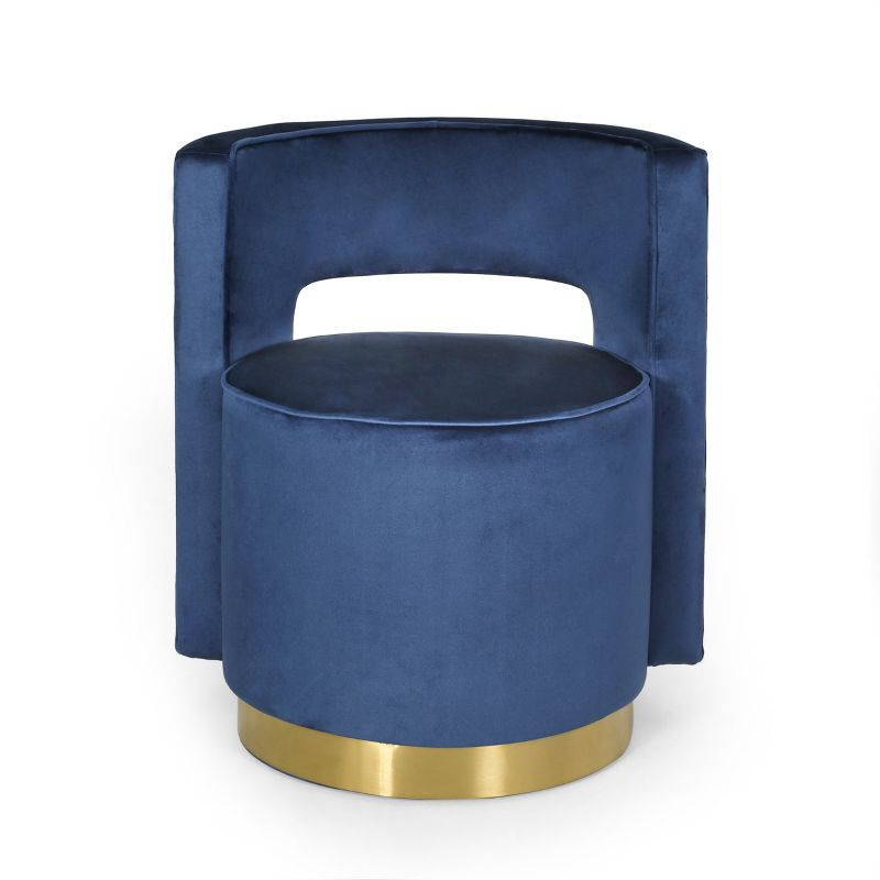 GDFStudio Freas Modern Open Back Velvet Swivel Club Chair, Cobalt