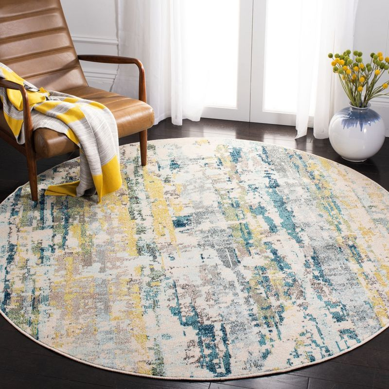 Madison MAD260 Power Loomed Area Rug - Beige/Olive - 6'7" round - Safavieh.