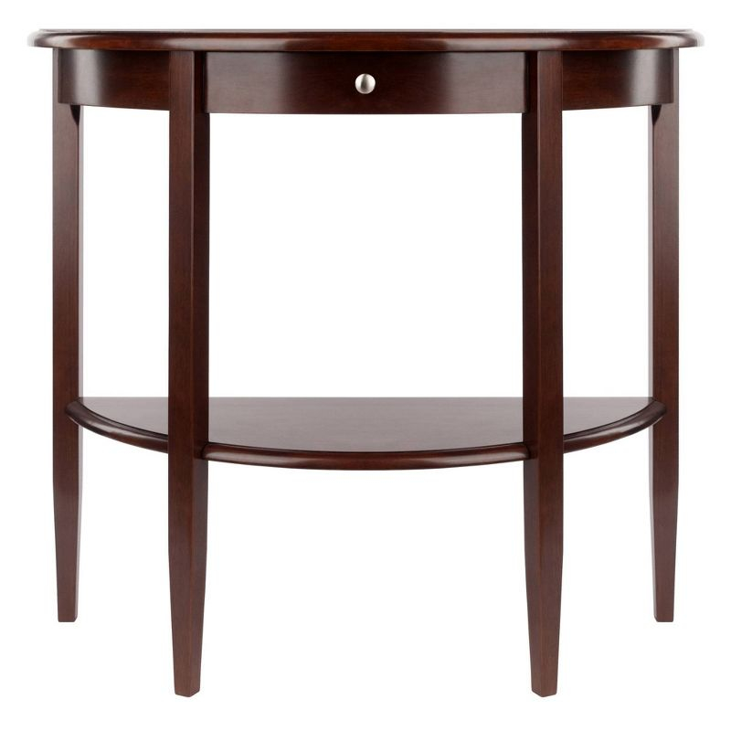 Winsome Concord Hall / Console Table, Half Moon with Drawer, Shelf - Antique Walnut: Entryway Furniture with Storage, Wood Composite