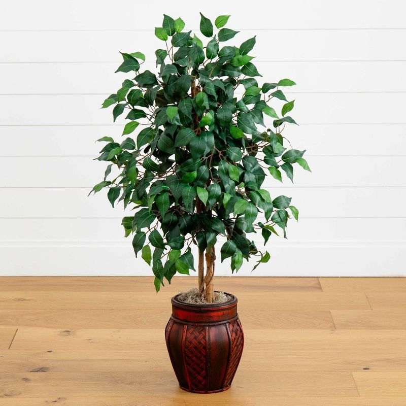 Nearly Natural 44-in Ficus Tree with Decorative Planter