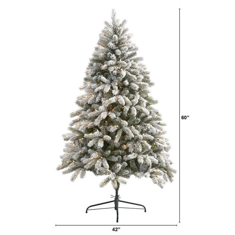 Nearly Natural 6-ft Flocked South Carolina Spruce Artificial Christmas Tree with 450 Clear Lights and 925 Bendable Branches