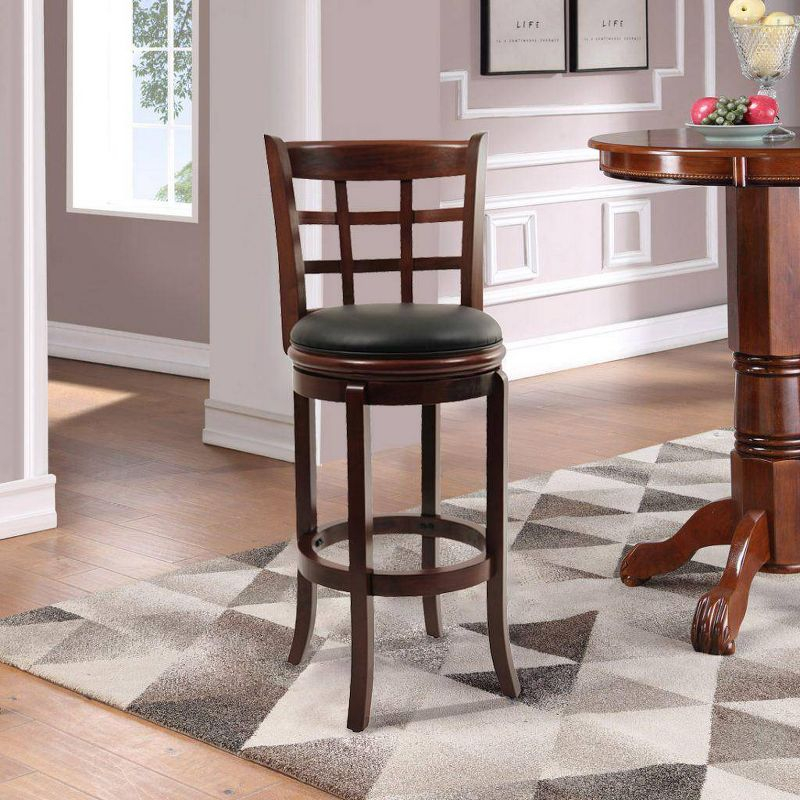 29" Kyoto Wood Composite Barstool Cherry - Boraam: Rubberwood Frame, Faux Leather, High-Density Foam