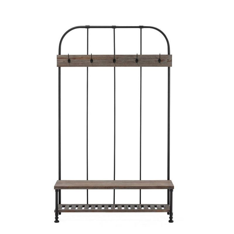 Boraam Annie Hall Tree Natural: Modern Entryway Organizer with 5 Hooks, Wood Frame, Adult Assembly Required