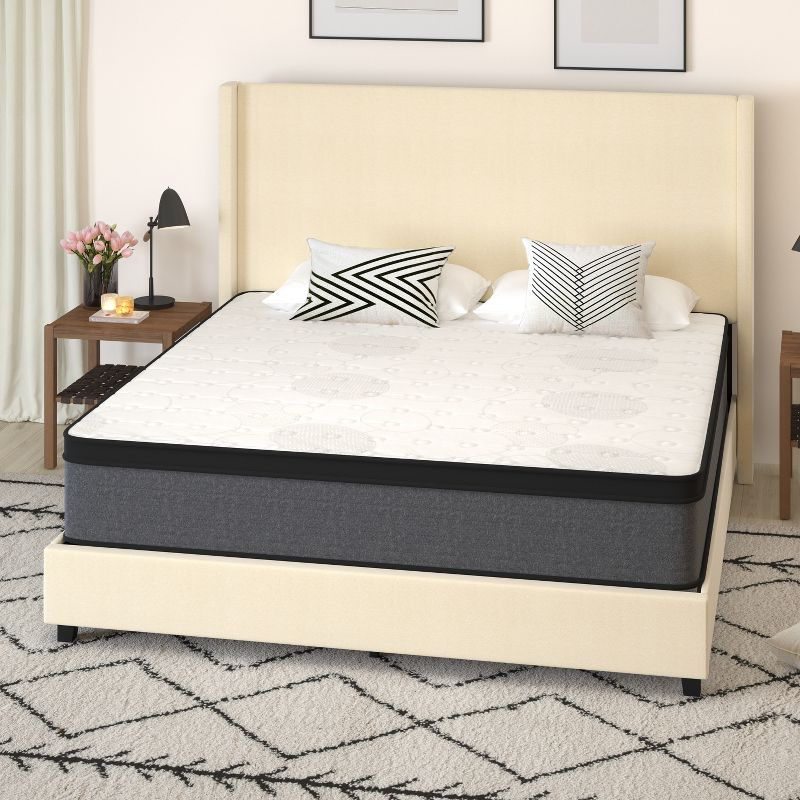 Merrick Lane 13" Euro Top King Size Mattress in a Box with Hybrid Pocket Spring and Foam Design for Supportive Pressure Relief