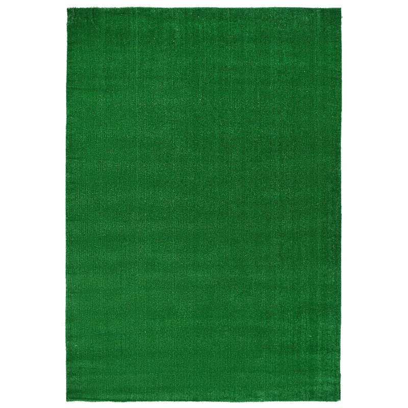 World Rug Gallery Artificial Turf Solid Grass Indoor Outdoor Area Rug - GREEN 5'x7'
