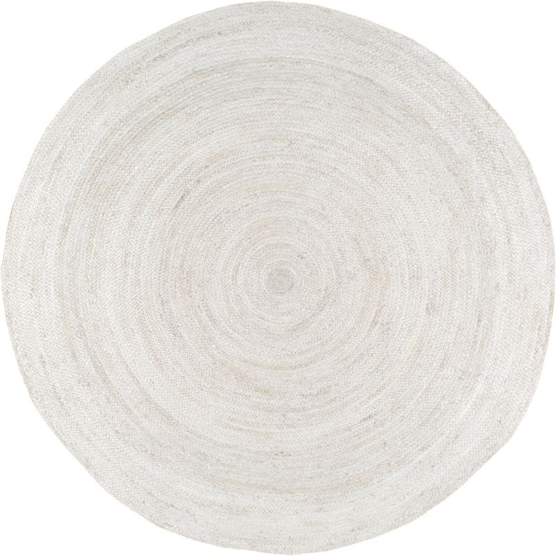 5' Round Hand Woven Rigo Jute Area Rug Off White - nuLOOM: Farmhouse Style, Low Pile, Indoor Use, Classic Pattern