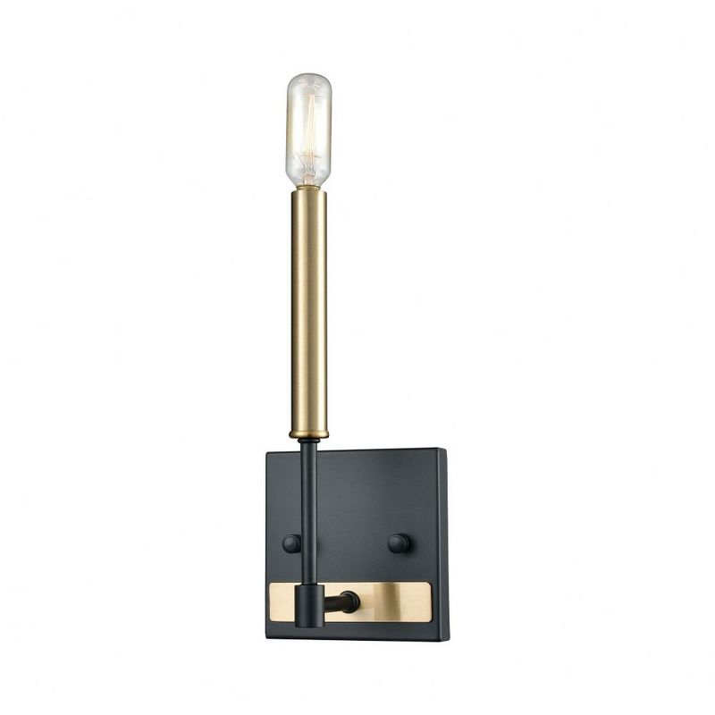 Elk Home Livingston 1 - Light Vanity in  Matte Black/Satin Brass