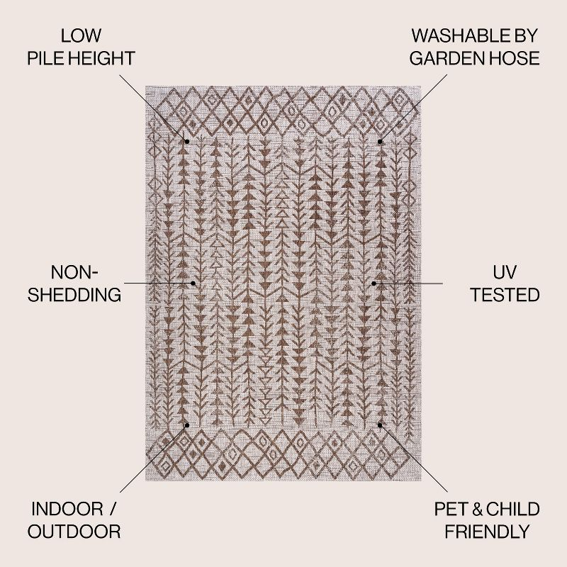 8'x10' Tokay Bohemian Geometric Indoor/Outdoor Area Rug, Beige/Brown - JONATHAN Y