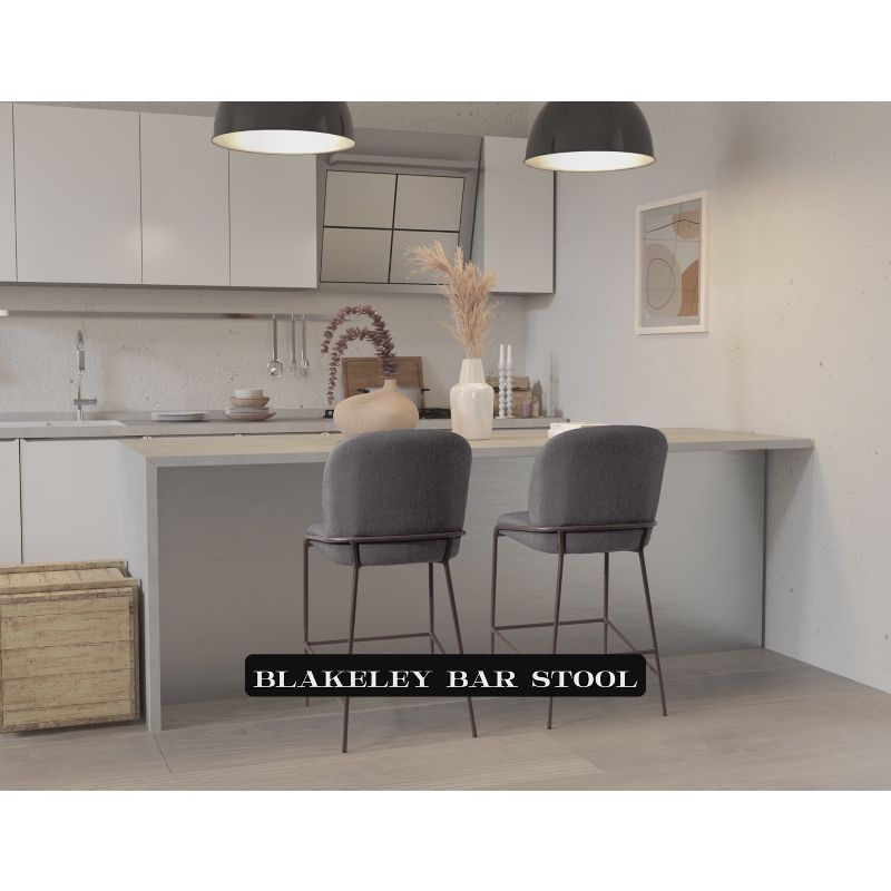 Blakeley Counter Height Barstool Blue - CorLiving: Upholstered, Metal Footrest, Polyester Fiber, Wood Frame