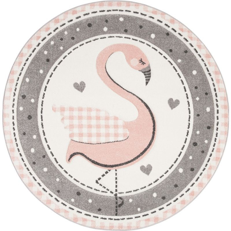 Carousel Kids CRK154 Power Loomed Area Rug - Pink/Ivory - 5'3" round - Safavieh.