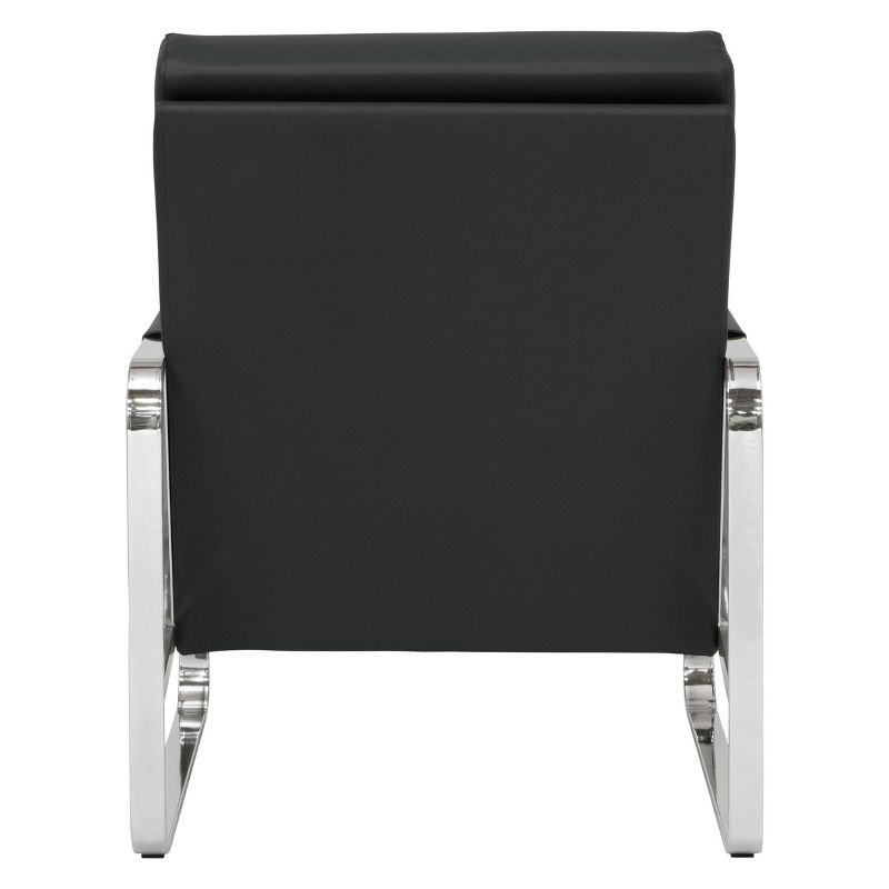 Allure Modern Blended Leather Accent Arm Chair Black/Chrome: Chrome-Finished, Padded for Comfort - Studio Designs Home