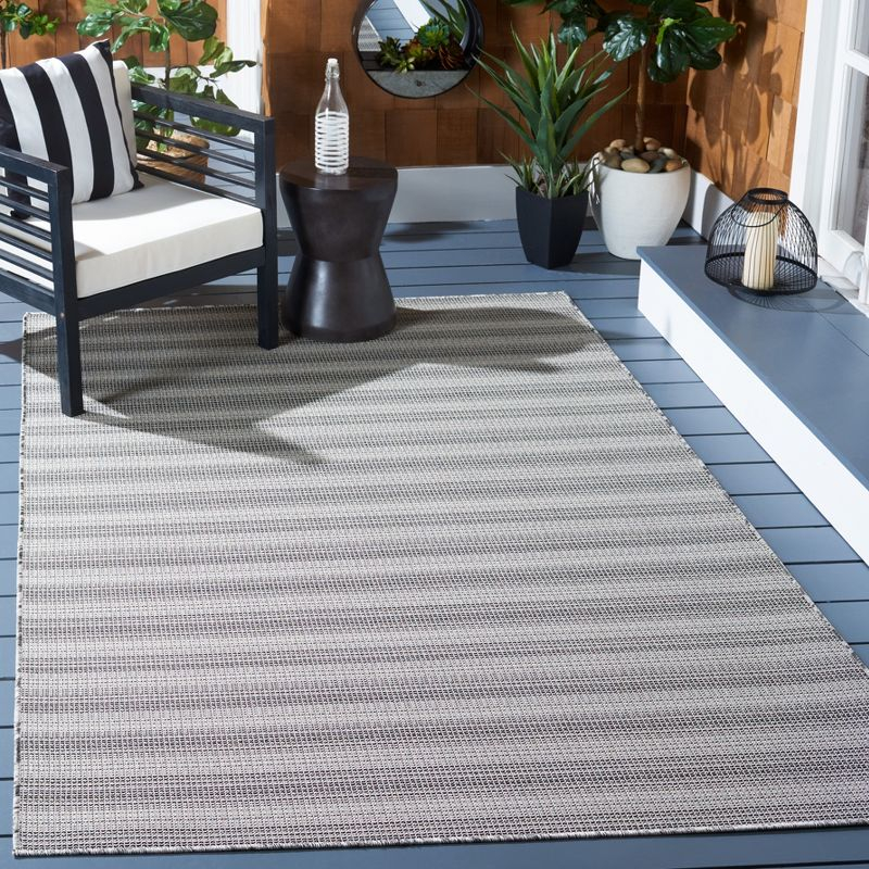 Hampton HTN231 Power Loomed Indoor/Outdoor Area Rug - Black/Gray - 6'5"x9'6" - Safavieh.